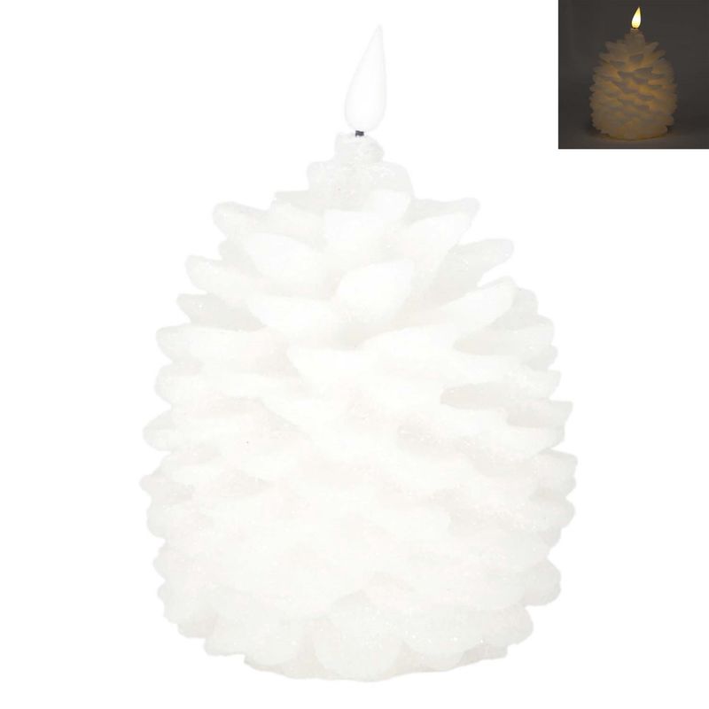 Candle, LED White Pinecone 4x5.25&quot;