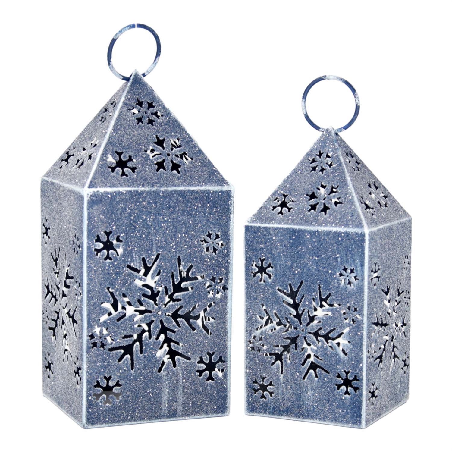 Lantern, Midnight Blue Snowflake Cutout Set/2