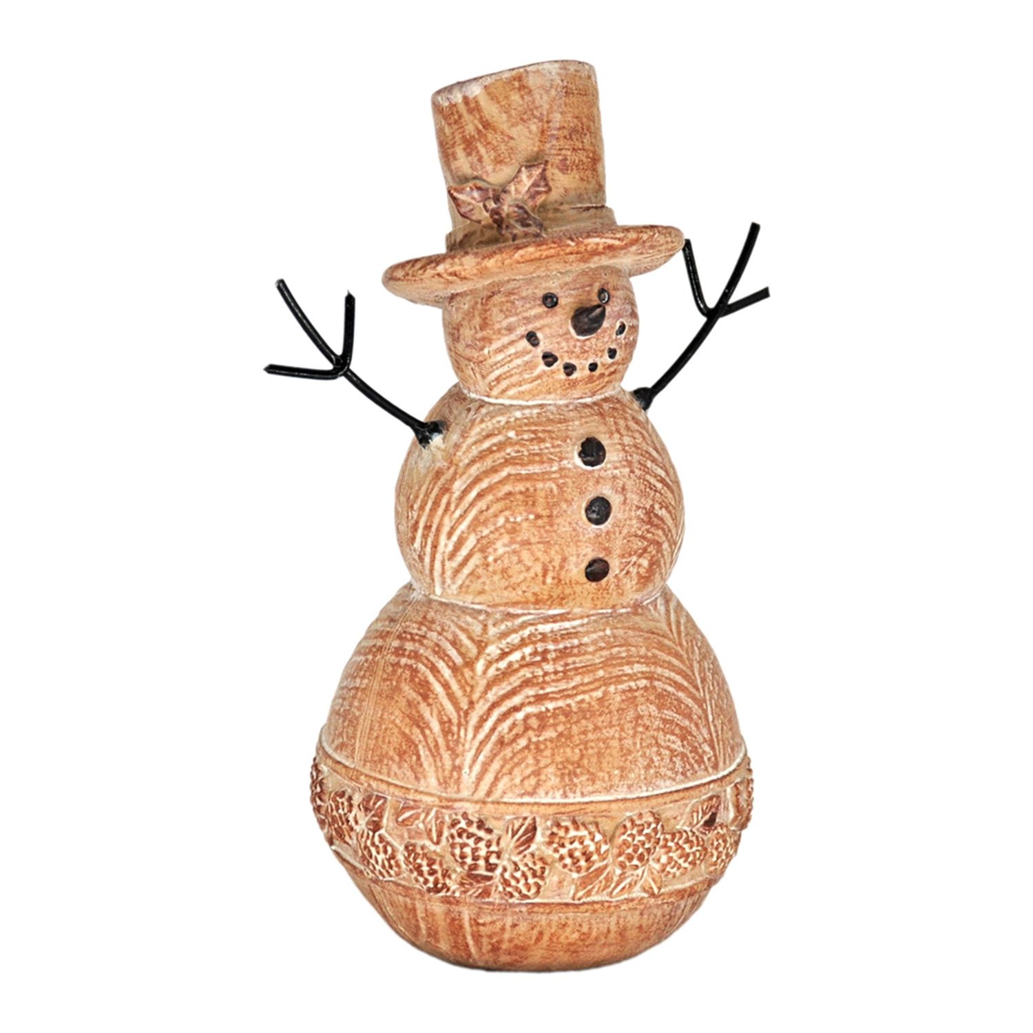 Snowman, Sm Whitewashed Faux Wood 5"