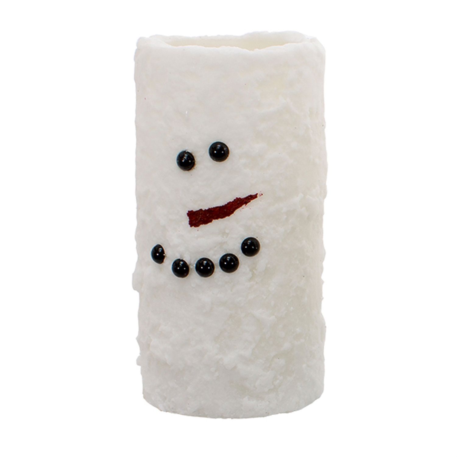 Candle, Tall White Snowman LED Pillar 6" B/O