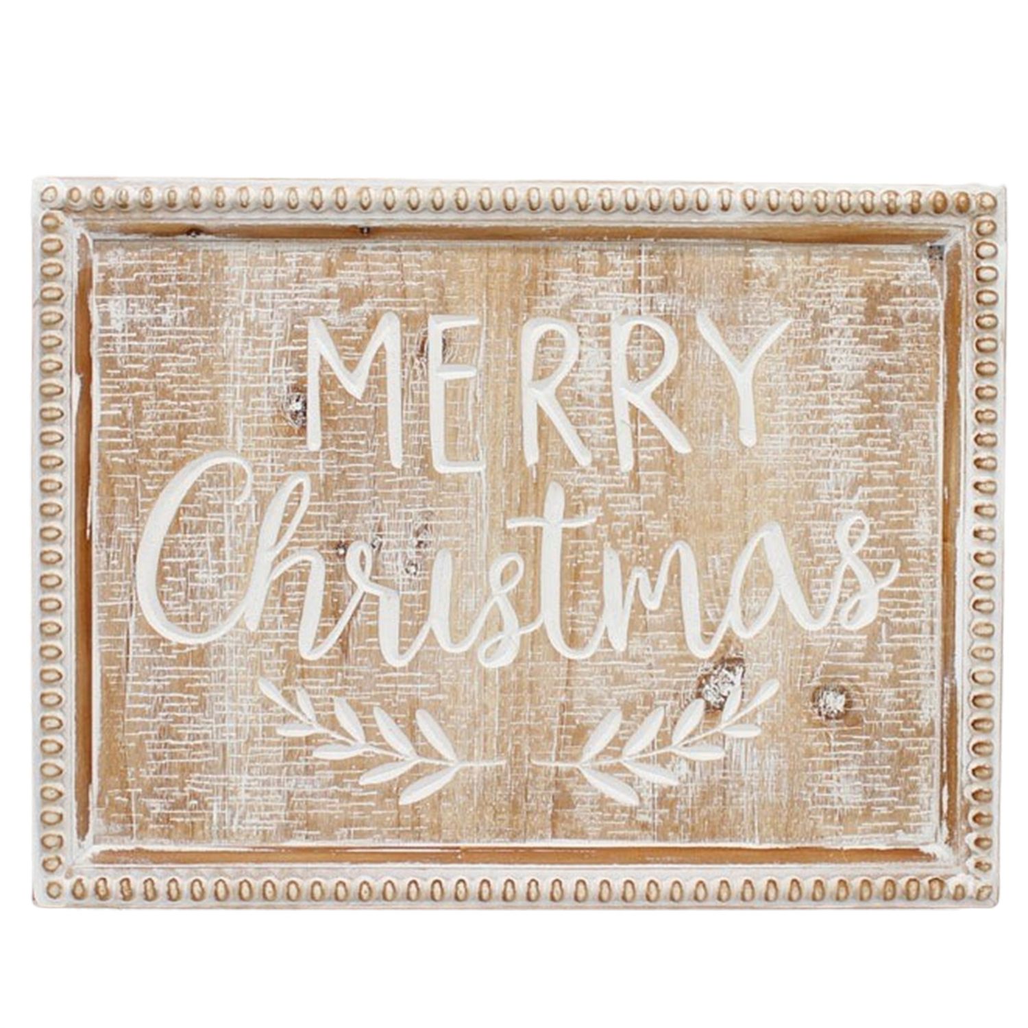 Sign, Merry Xmas Wood Beaded 12x16"