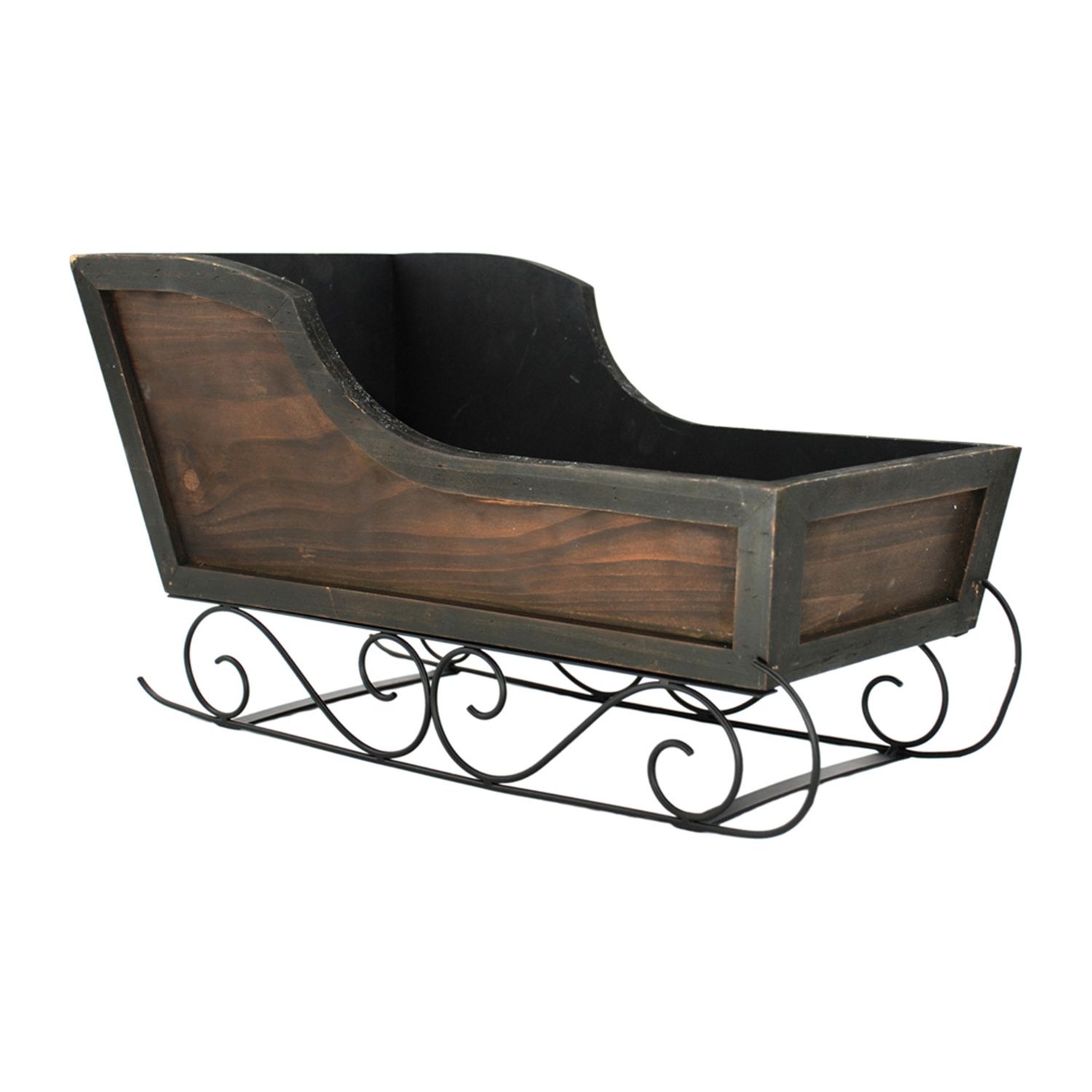 Sleigh, Blk/Natural Wood w/Metal Runners