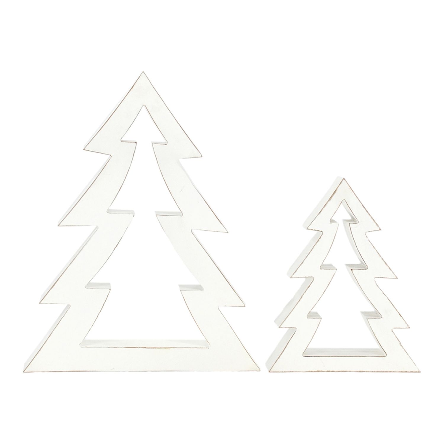 Tree, White Wood Cutouts Set/2 12&quot;,18.5&quot;