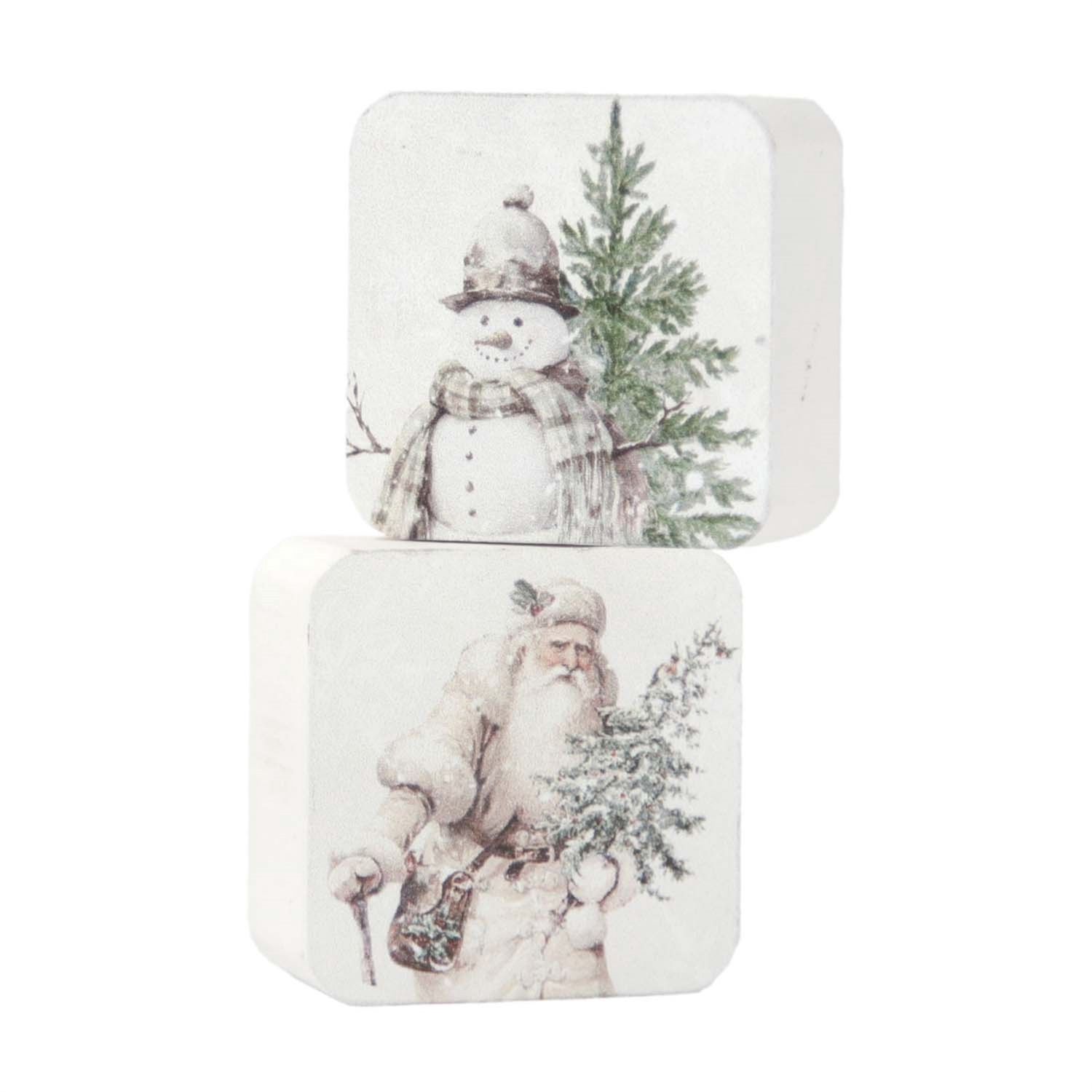 Block, Mini Sq. Vintage Xmas 2x2" 2 Asst