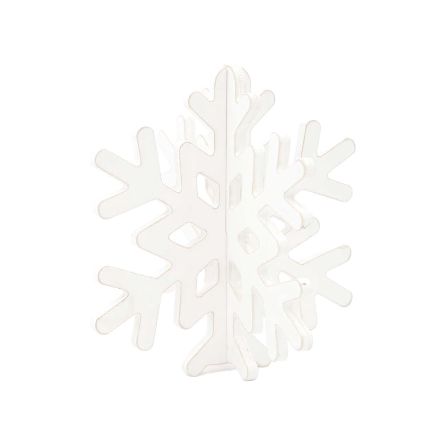 Snowflake, 4 Sided White Wood 7"