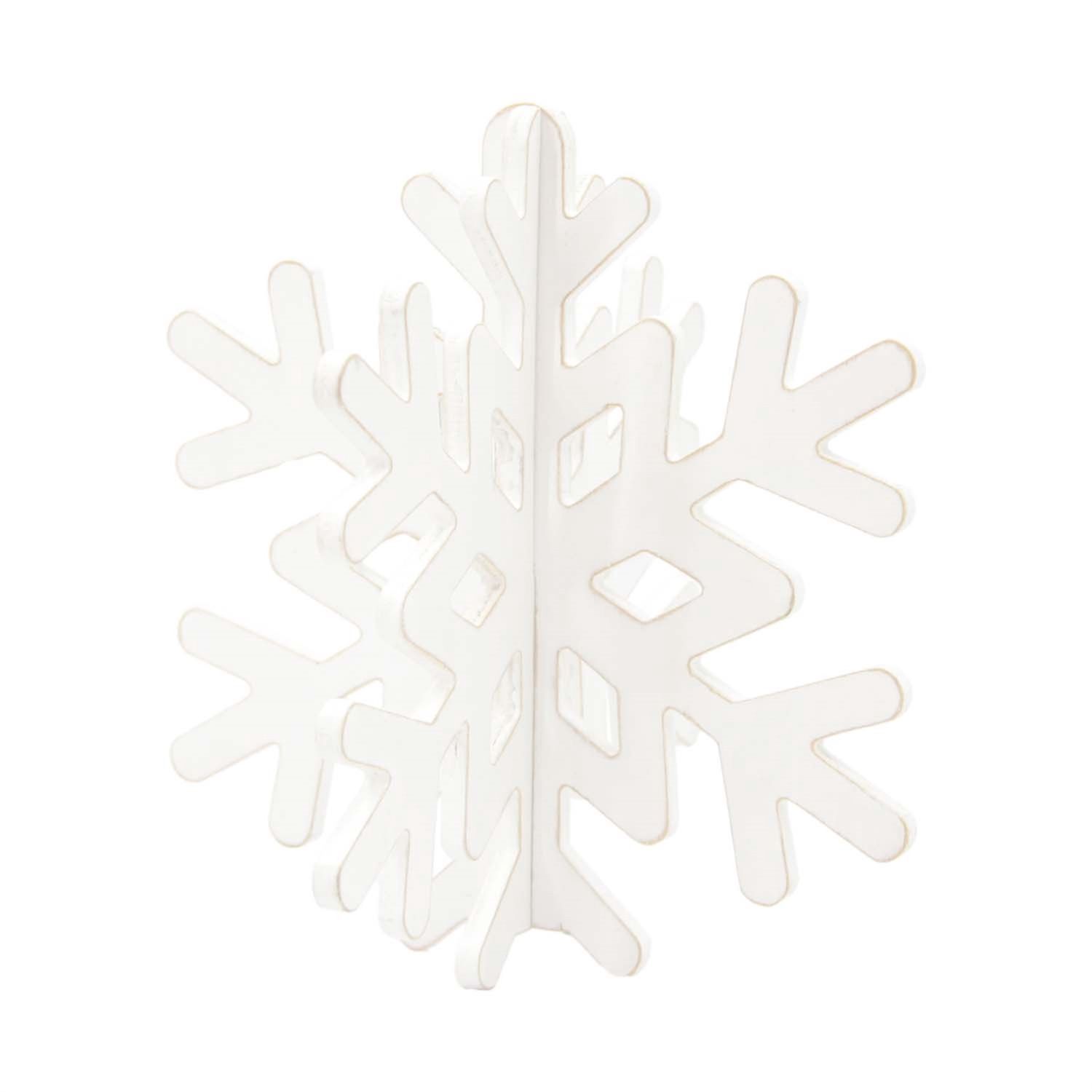 Snowflake, 4 Sided White Wood 9.5"