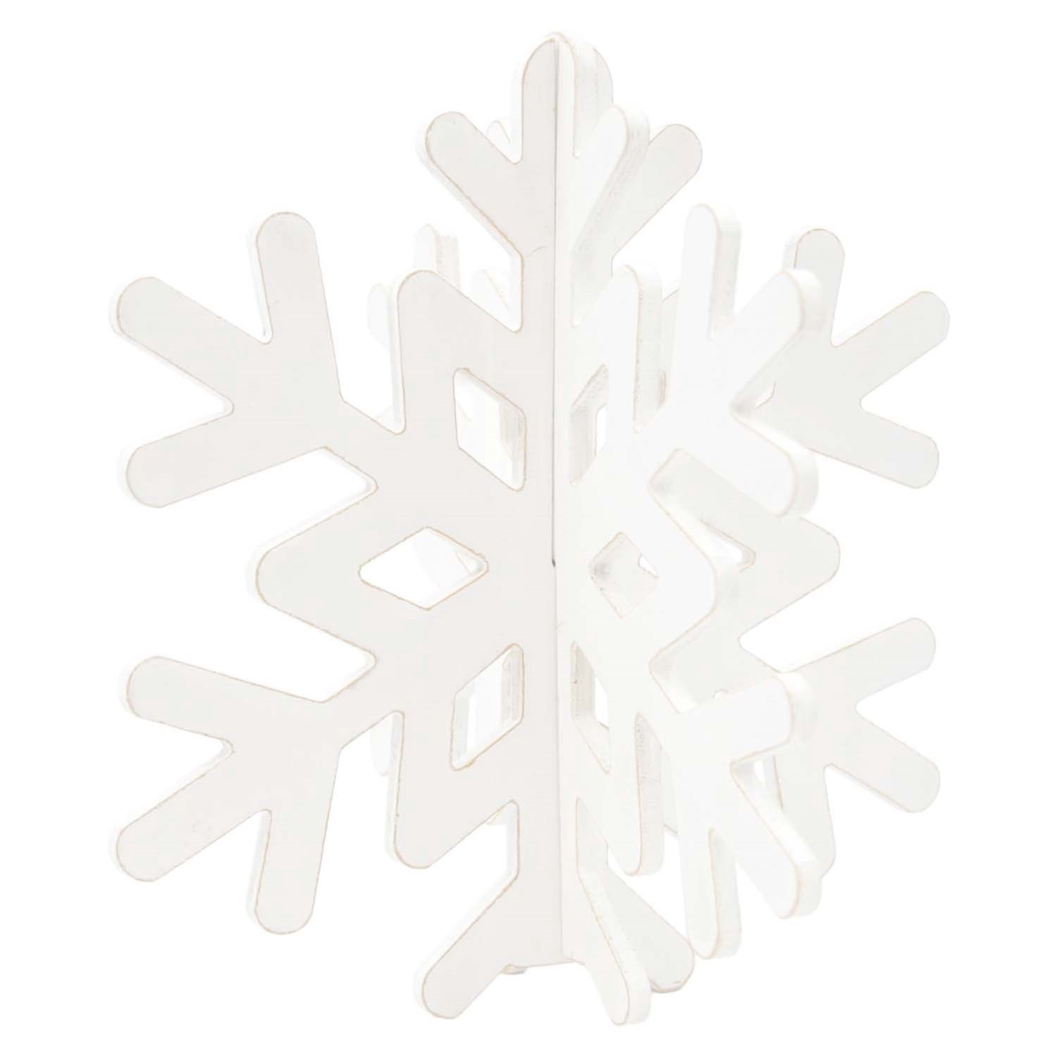 Snowflake, 4 Sided White Wood 12"