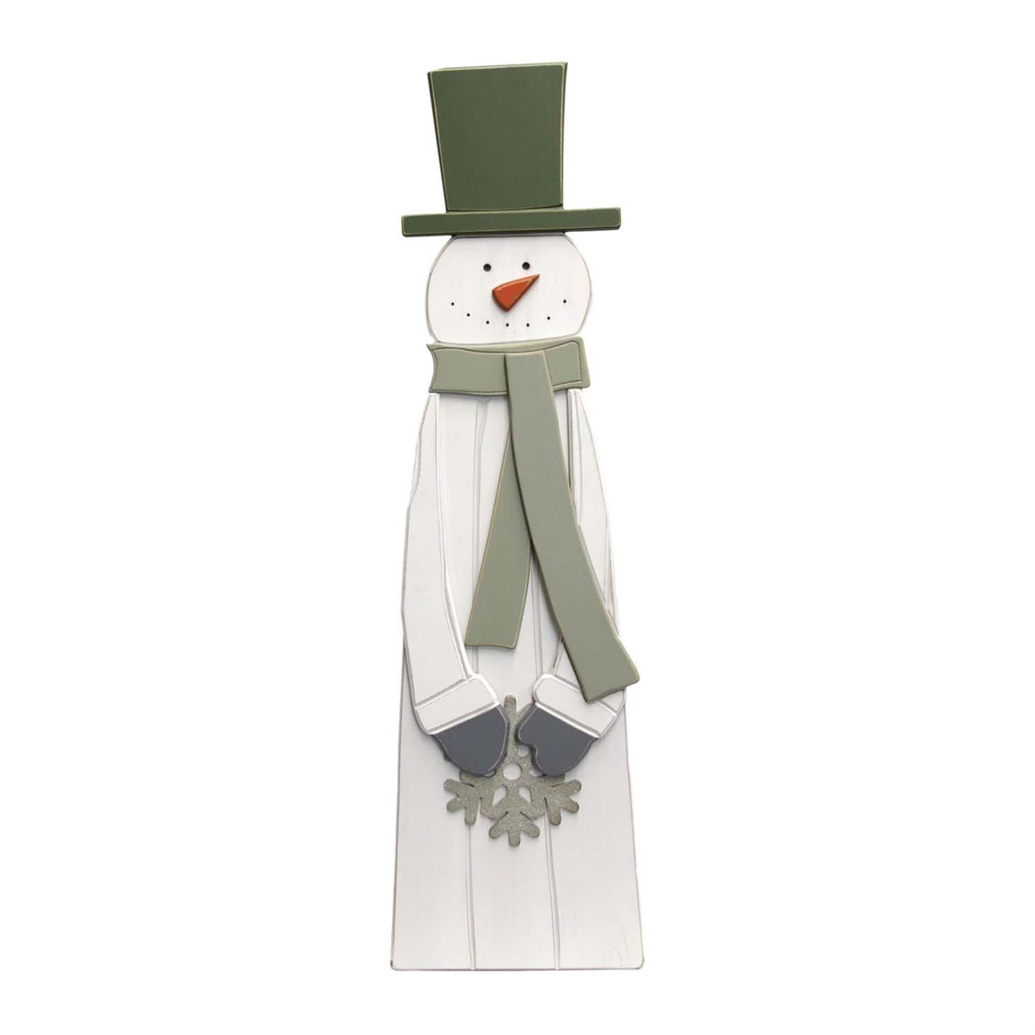 Porch Sign, Wood Snowman w/Green Hat 42" Easel