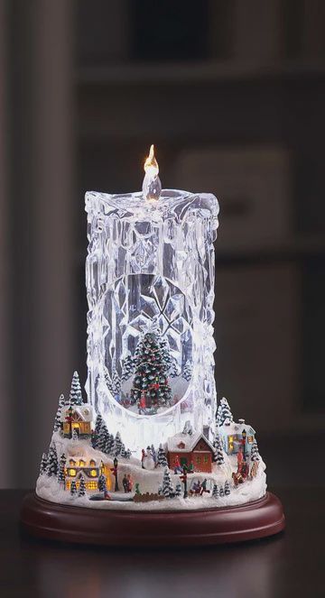 Music Box, Xmas Village Diamond Cut Candle