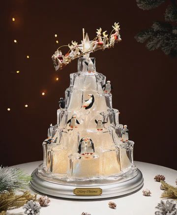 Music Box, Santa Party w/Cute Penguins 12&quot; Rotating Santa