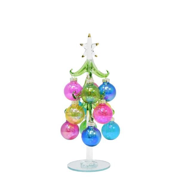 Tree, 8&quot; Glass w/Translucent Ornaments