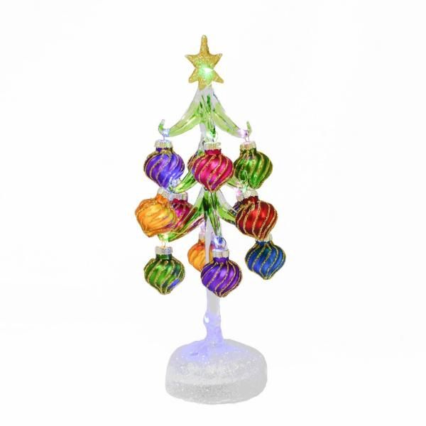 Tree, 10&quot; Glass w/Spiral Ornaments