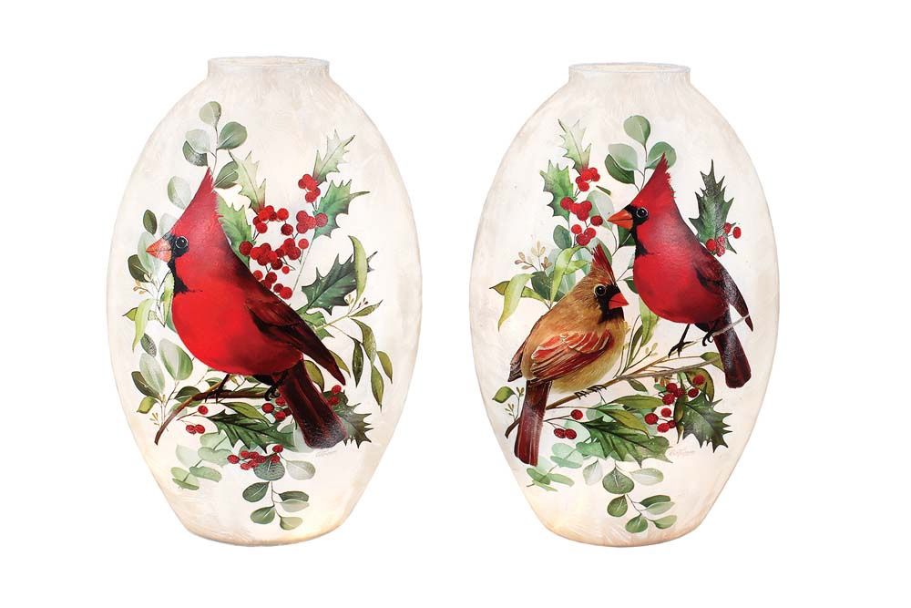 Luminary, Cardinal Tall Oval Frosted Glass 8x5x12