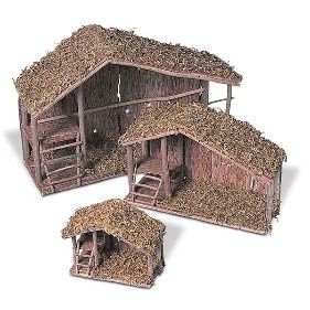 Creche, Solid Wood w/Moss Covered Roof 3 Asst Sizes
