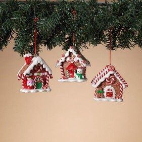Ornament, 3" Clay Dough Gingerbread Houses 3 Asst