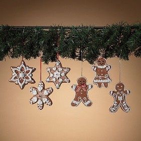 Ornament, 4" Clay Dough Holiday Gingerbread 6 Asst