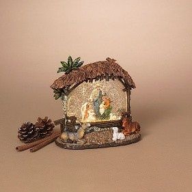 Snow Globe, Holy Family w/Angels in Creche