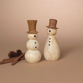 Snowman, 7" Faux Wood 2 Asst