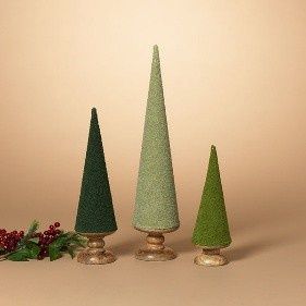 Cone Tree, Set/3 Crewel Embellished Asst Colors