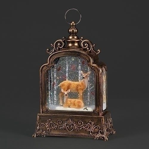 Snow Globe, Deer Family w/Cardinals 12&quot;