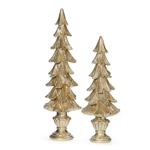 Tree, Gold Glitter Set/2 Gold Base 19&quot;/24&quot;