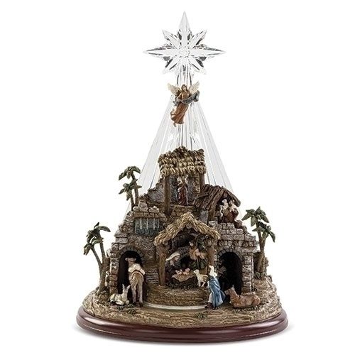 Music Box, Nativity Rotating w/Star 18&quot;
