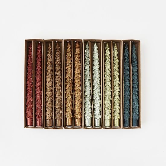 Candle, 10&quot; Metallic Taper Tree Boxed Set/2 Asst of 6