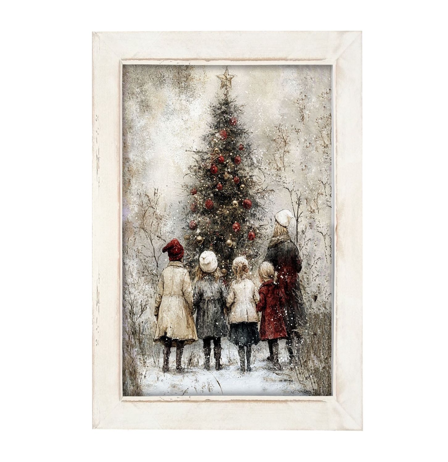 Picture, Children at Christmas Time 10x18 Asst Blk/Wht Frame