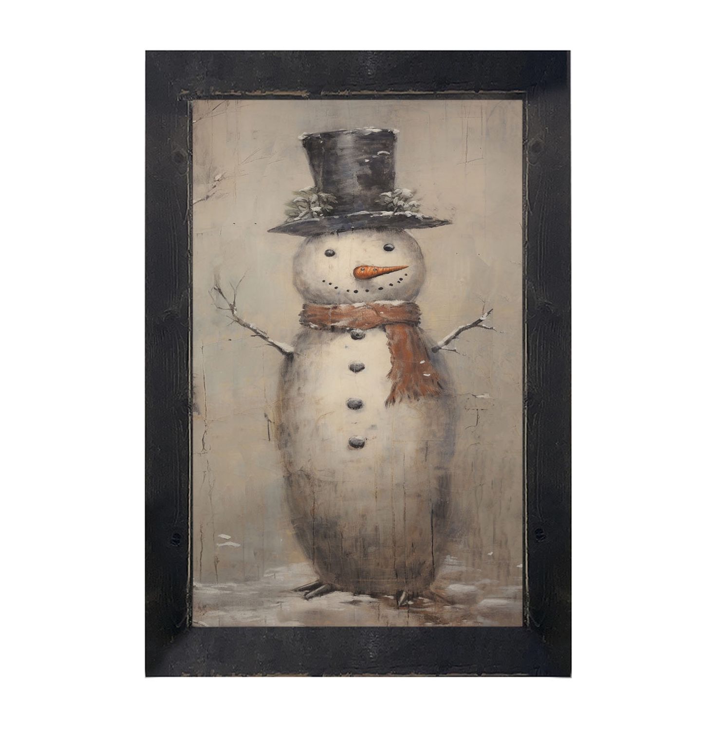 Picture, Vintage Smiling Snowman 10x16
