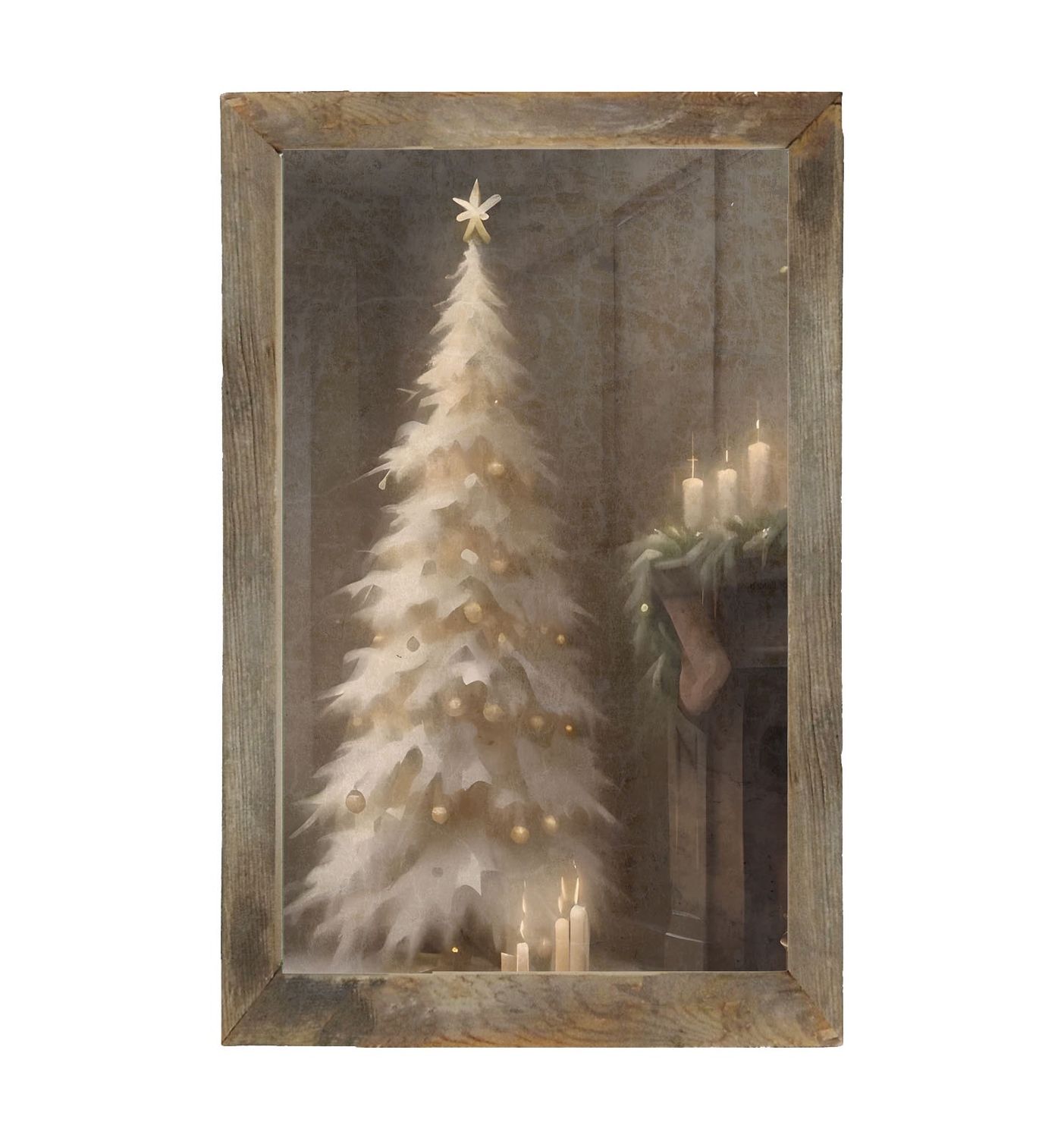 Picture, Gold &amp; White Christmas Tree 16x25