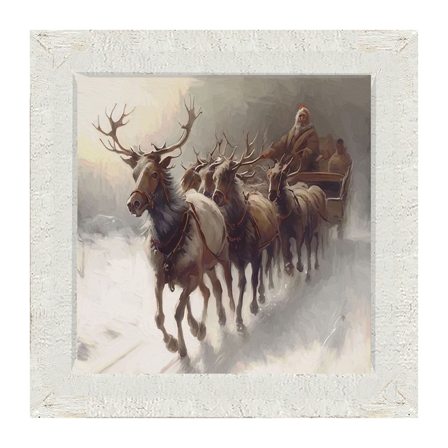 Picture, Reindeer w/Santa 14x14