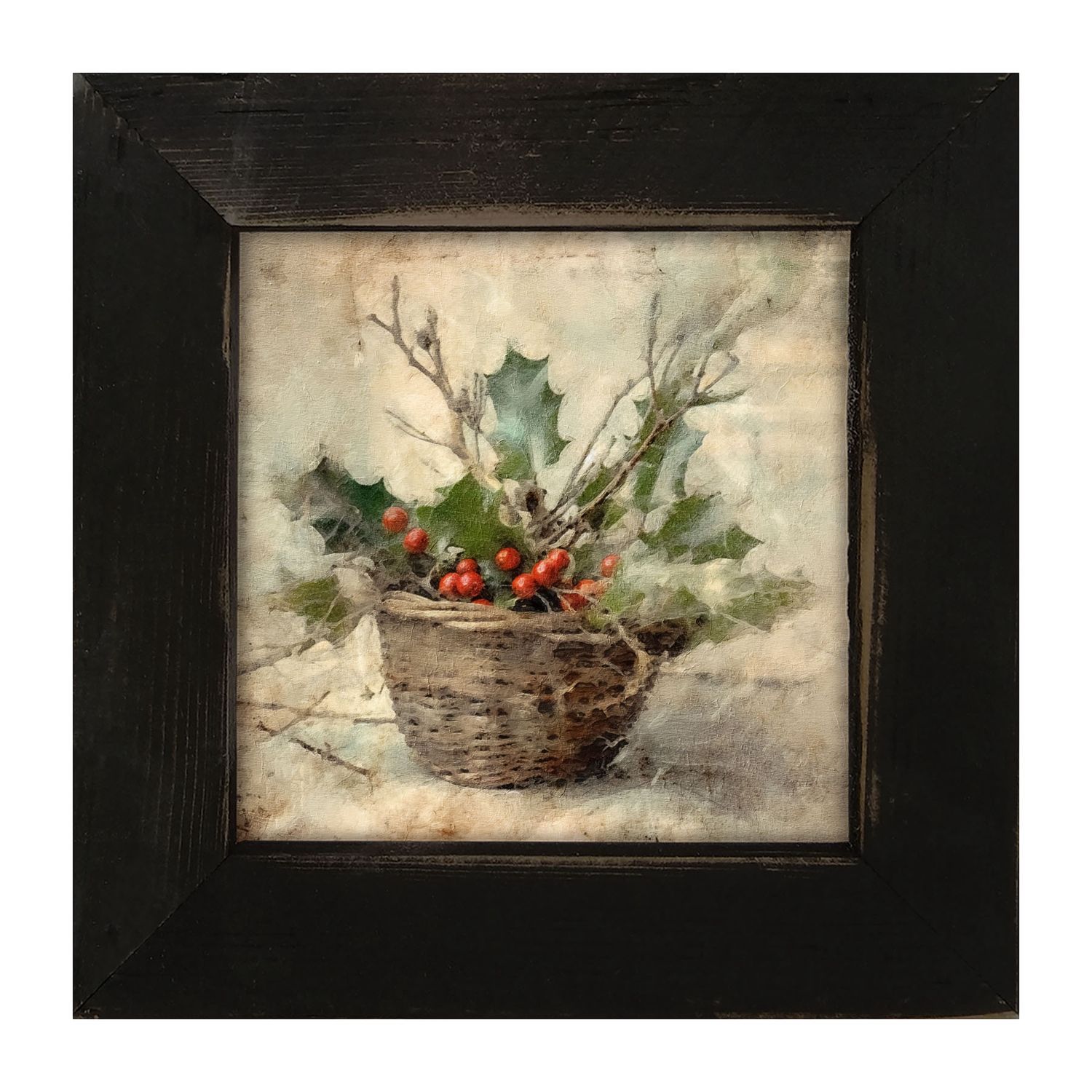 Picture, Basket of Holly Berries 8x8 Asst Blk/Wht