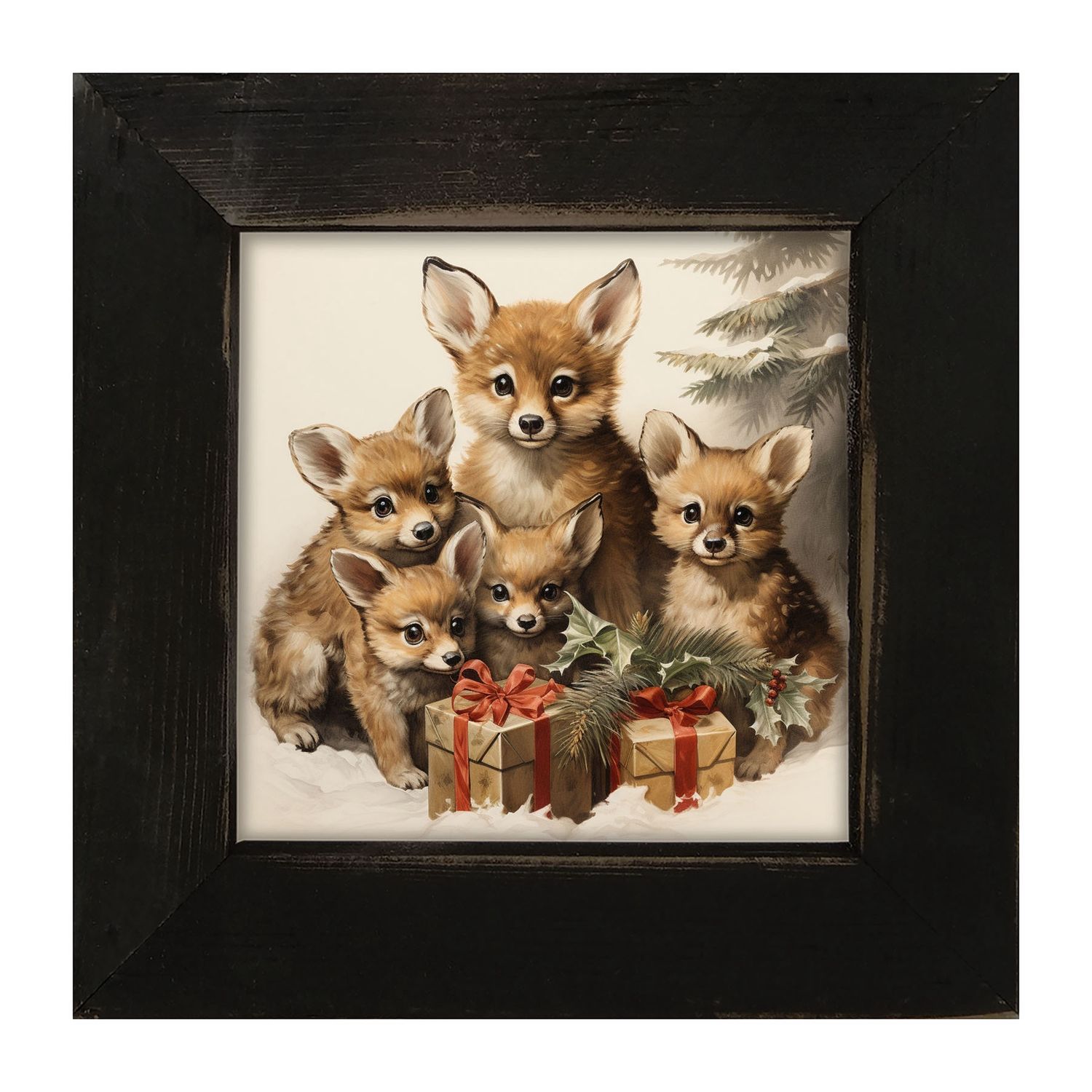 Picture, Christmas Foxes 8x8