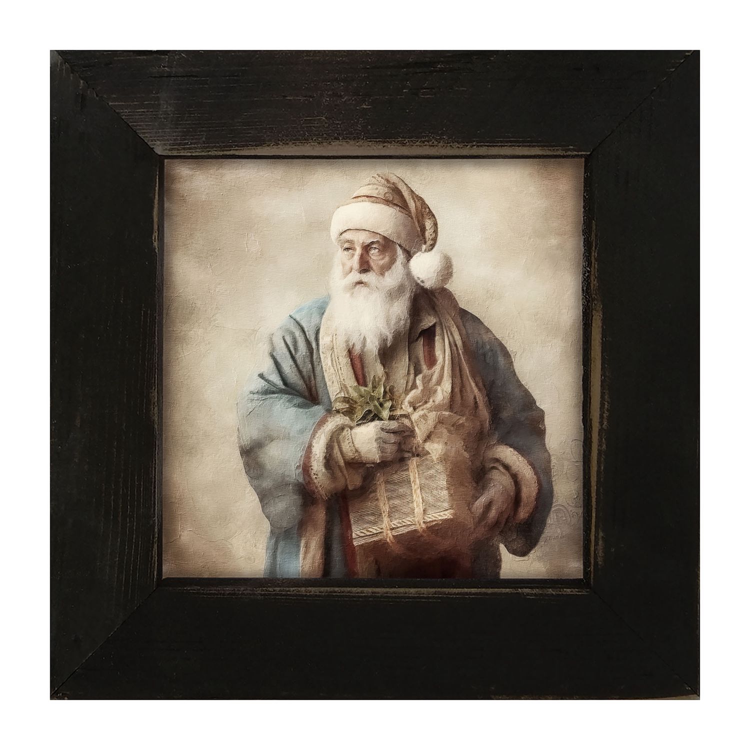 Picture, Santa Holding a Present 8x8