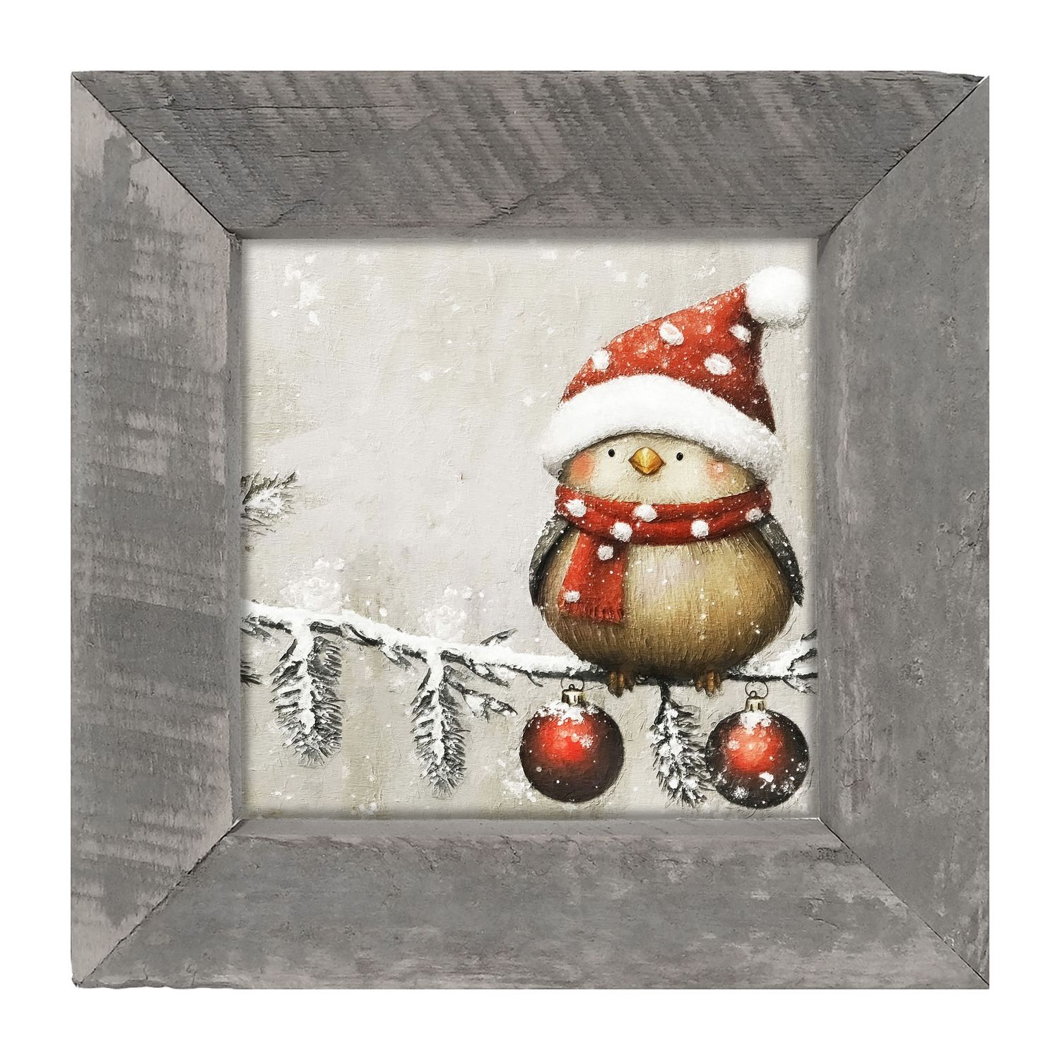 Picture, Christmas Bird w/Ornaments 8x8
