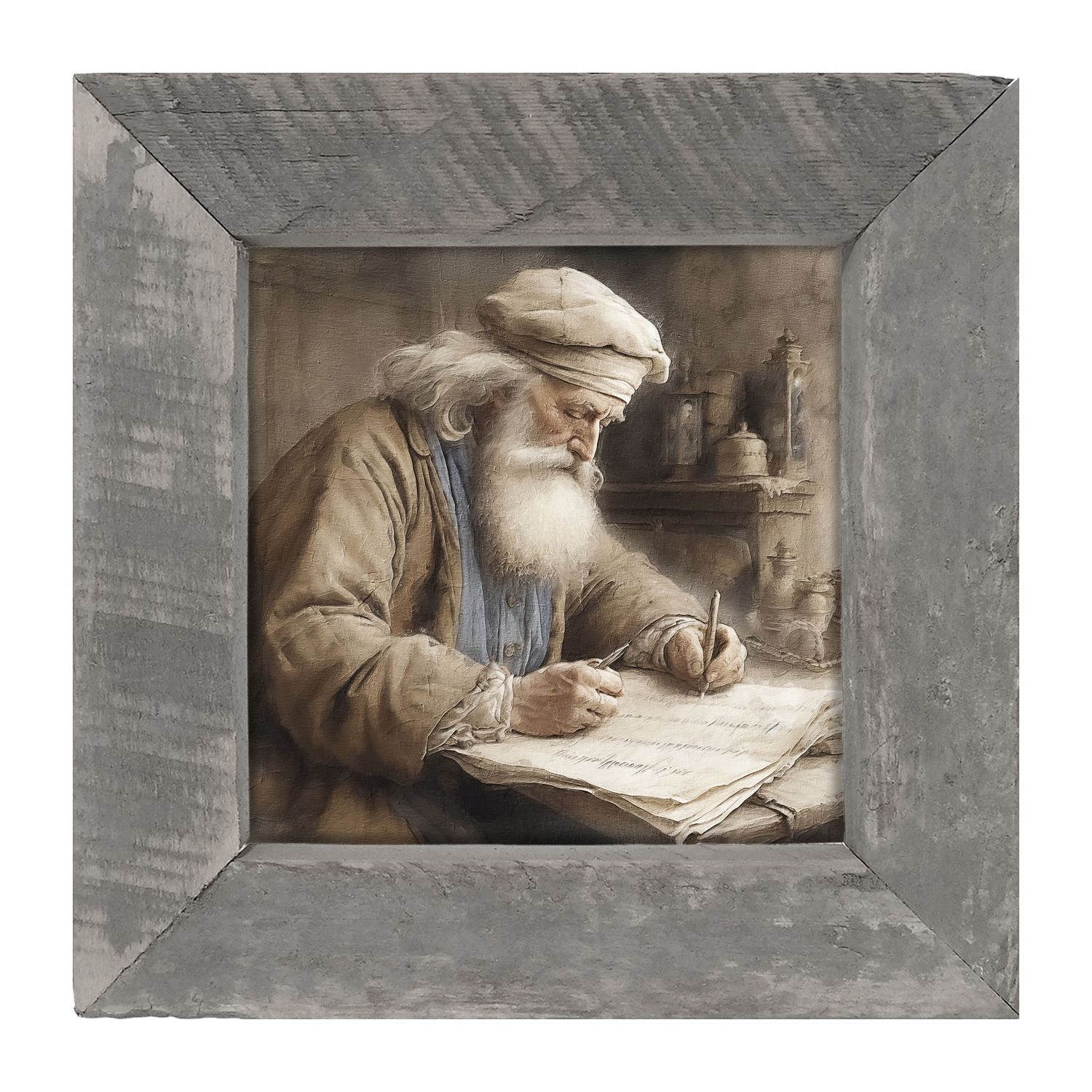 Picture, Santa Checking List 8x8 Asst Blk/Nat
