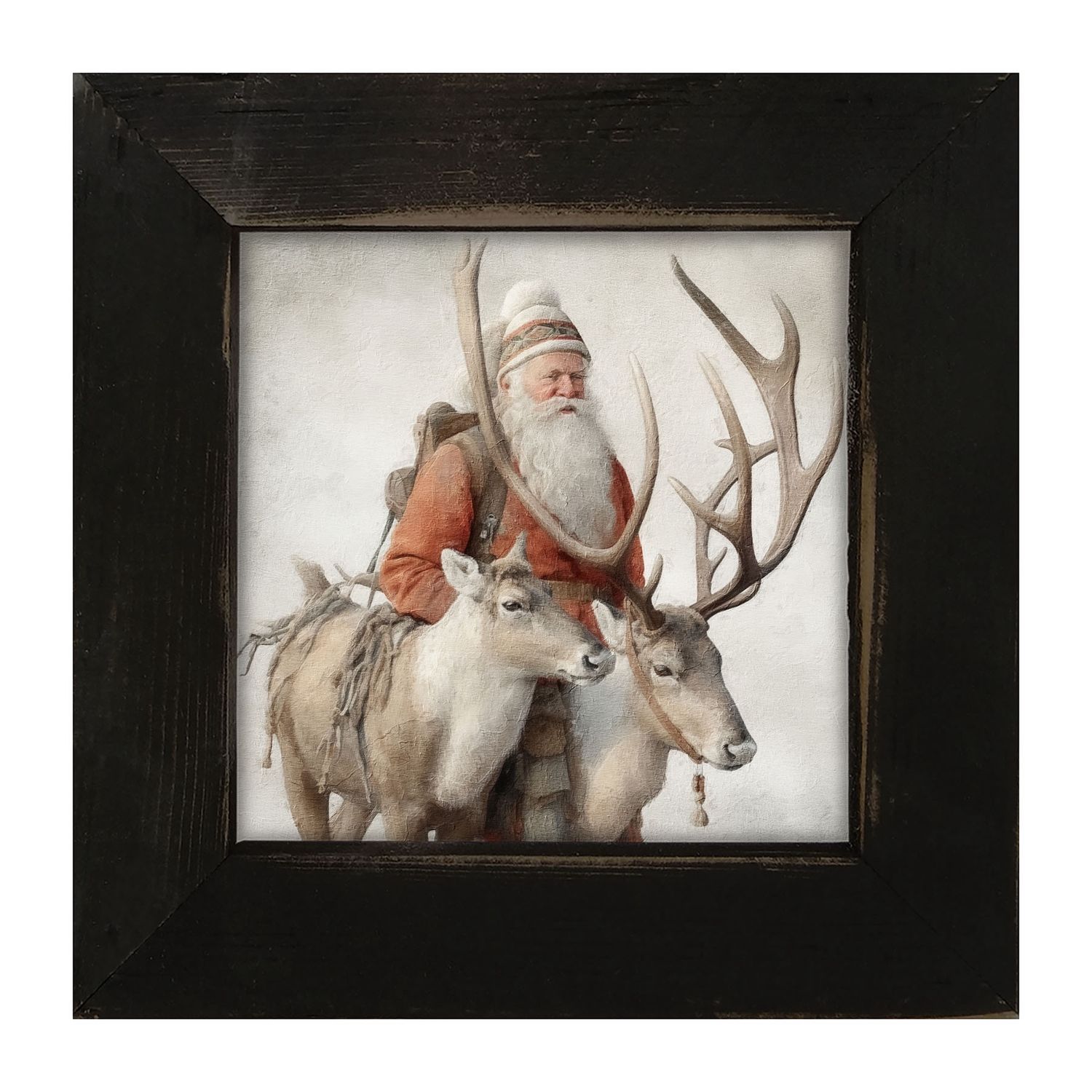 Picture, Old World Santa w/Reindeer 8x8