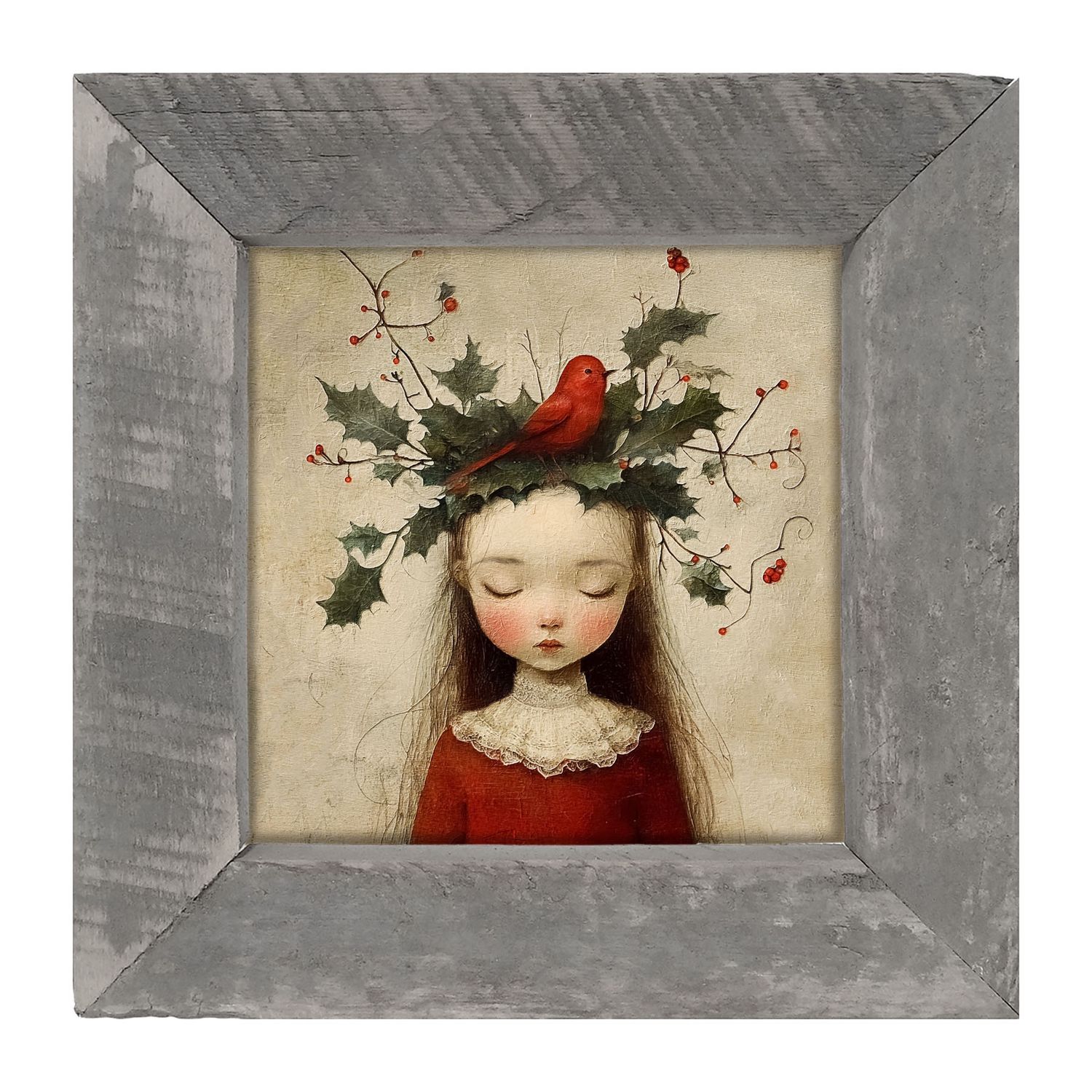 Picture, Christmas Girl w/Cardinal 8x8