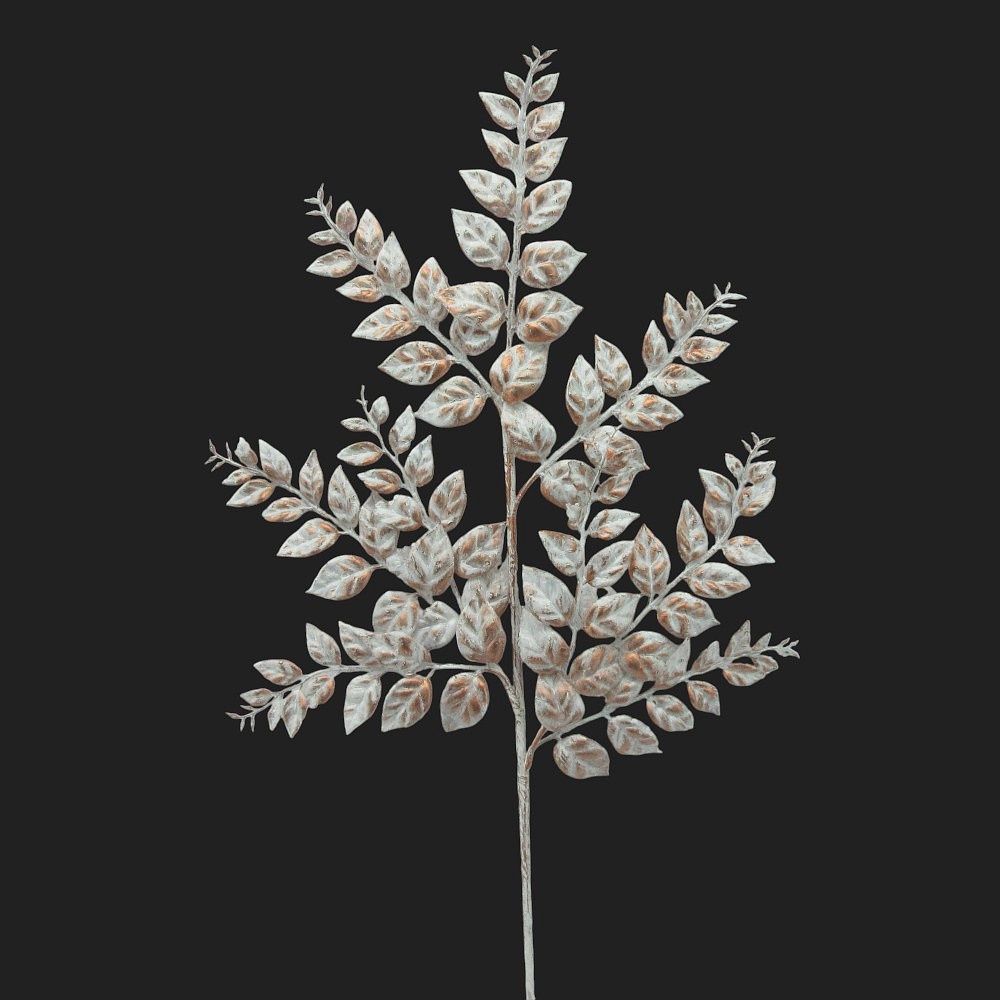 Spray, 32" White Copper Metallic Laurel Leaf