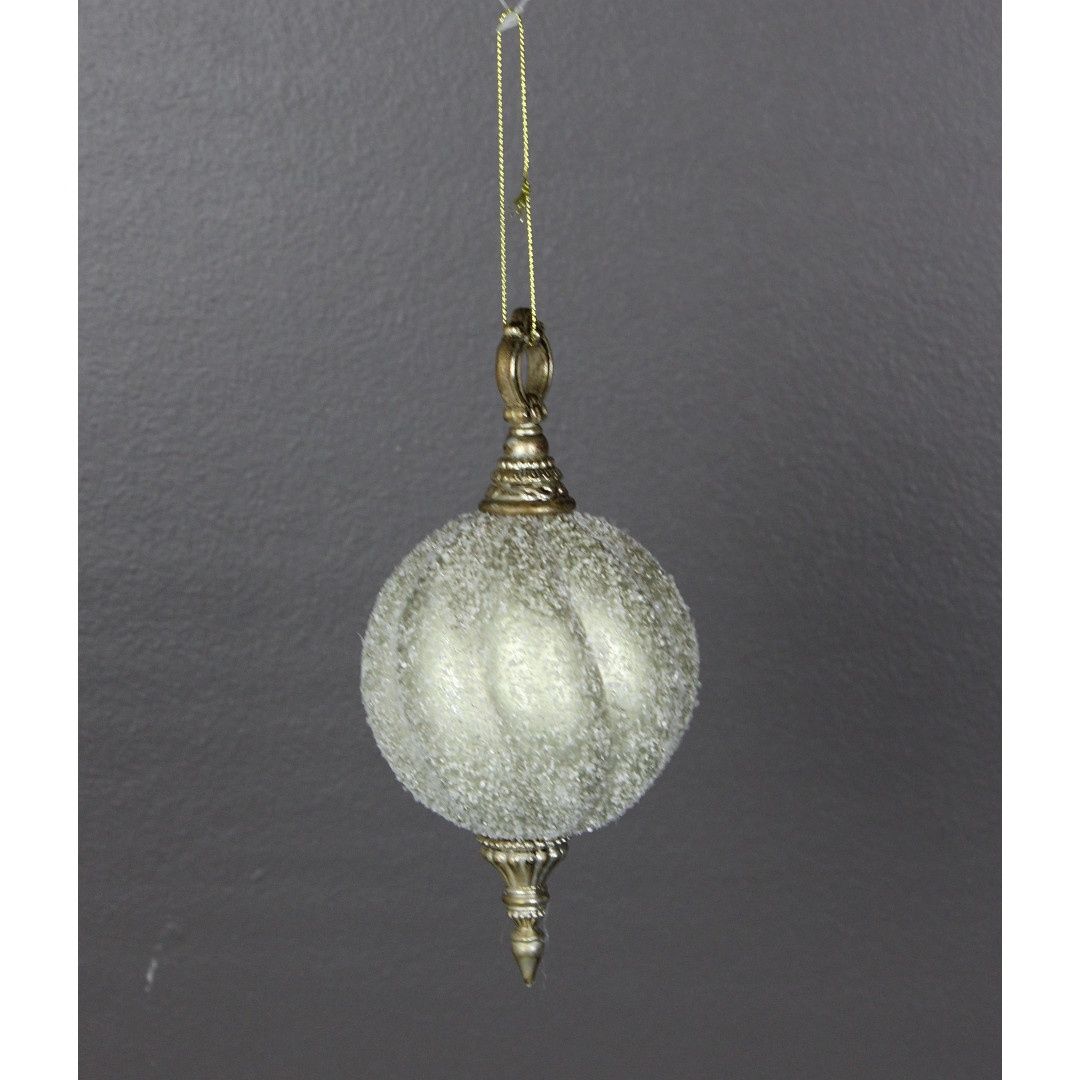 Ornament, 7.5" Champagne Snow Ball finial