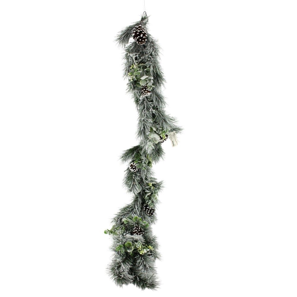 Garland, 6' Snow Pine w/Pinecones
