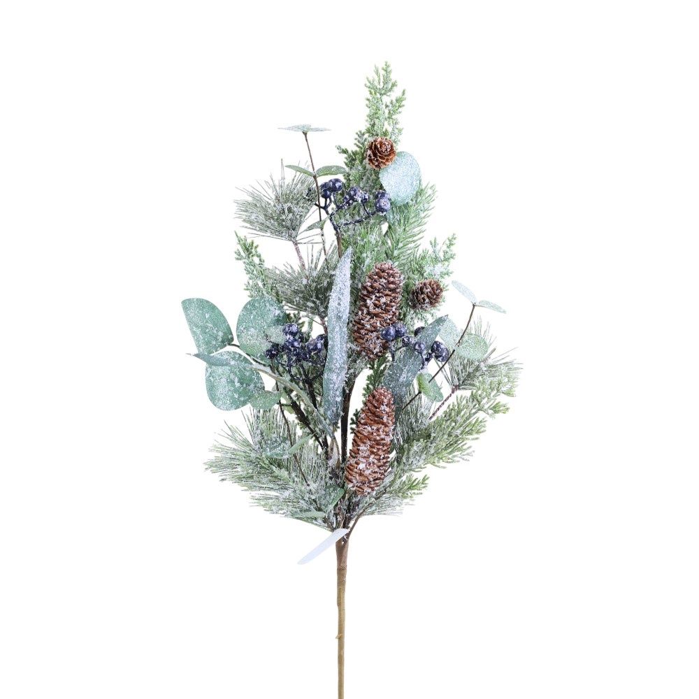Spray, 28" Snow Pine Berry Cone