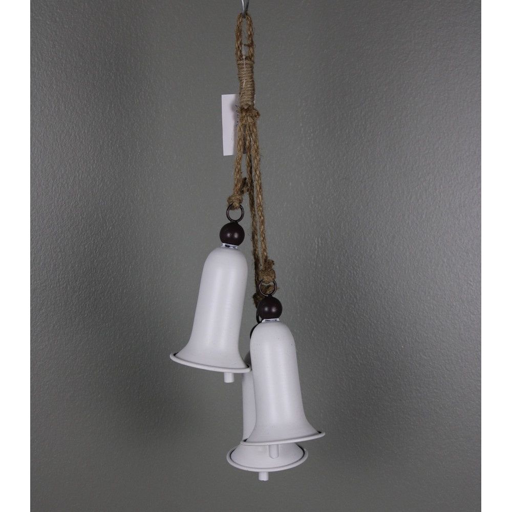 Ornament, 18.5" Metal White Bell x3