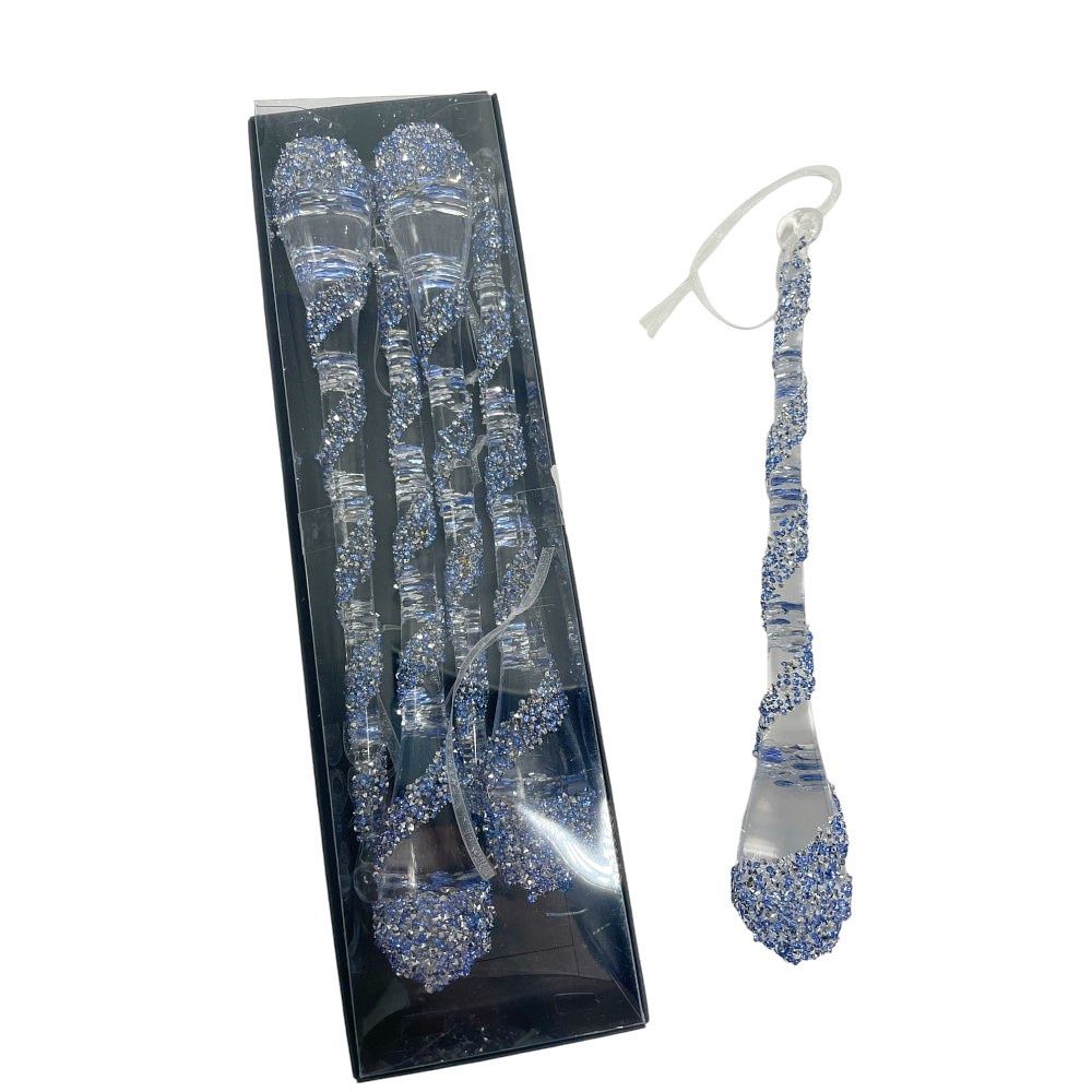 Ornament, 9.75" Clear Drop Acrylic Pearl Drop Box/4