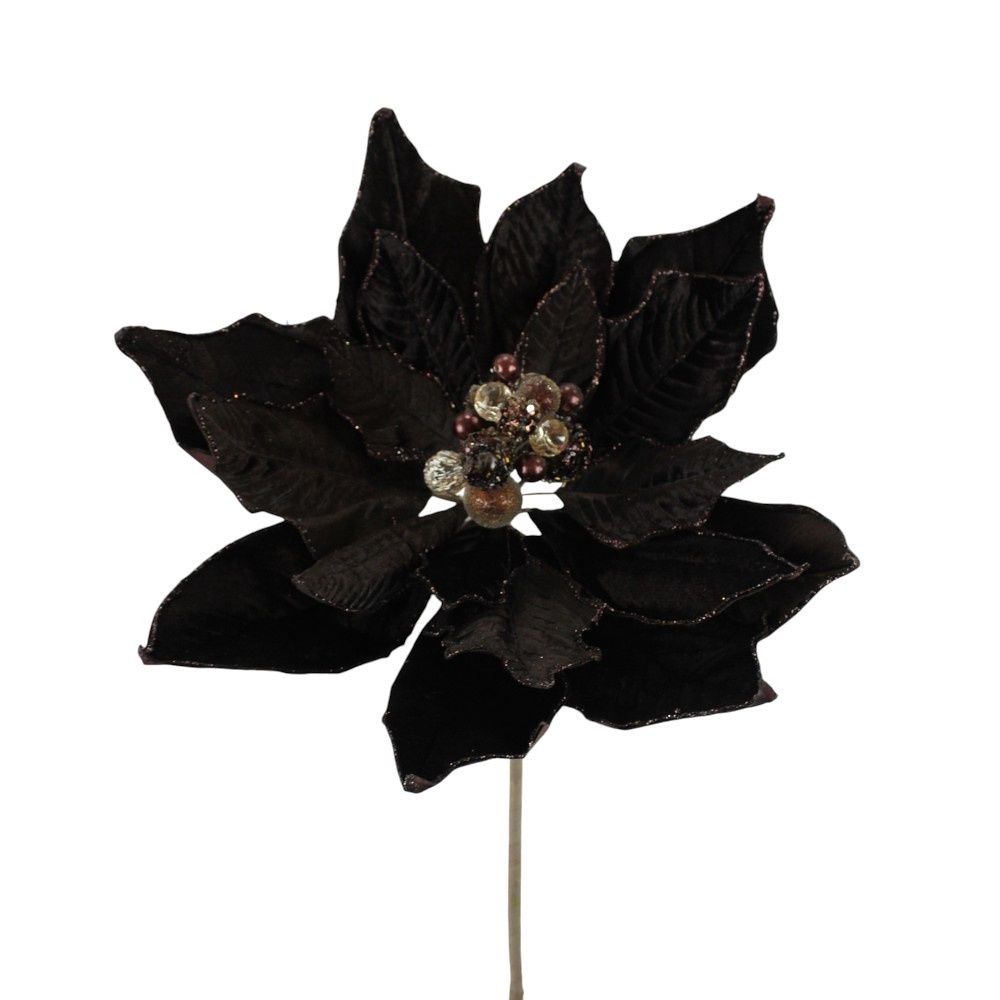 Poinsettia, 20&quot; Chocolate Deluxe Velvet Glitter