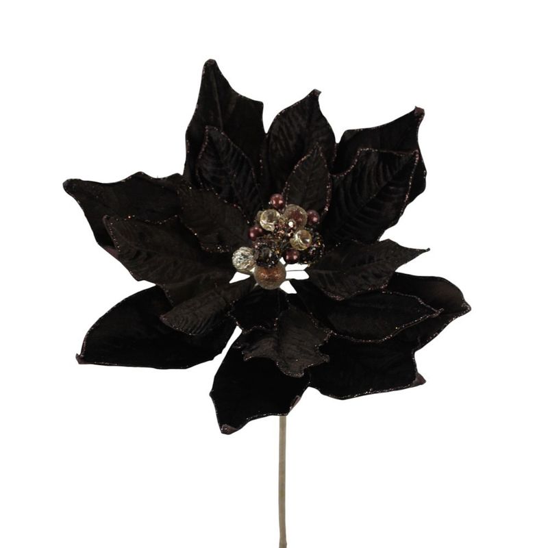 Poinsettia, 20&quot; Chocolate Deluxe Velvet Glitter
