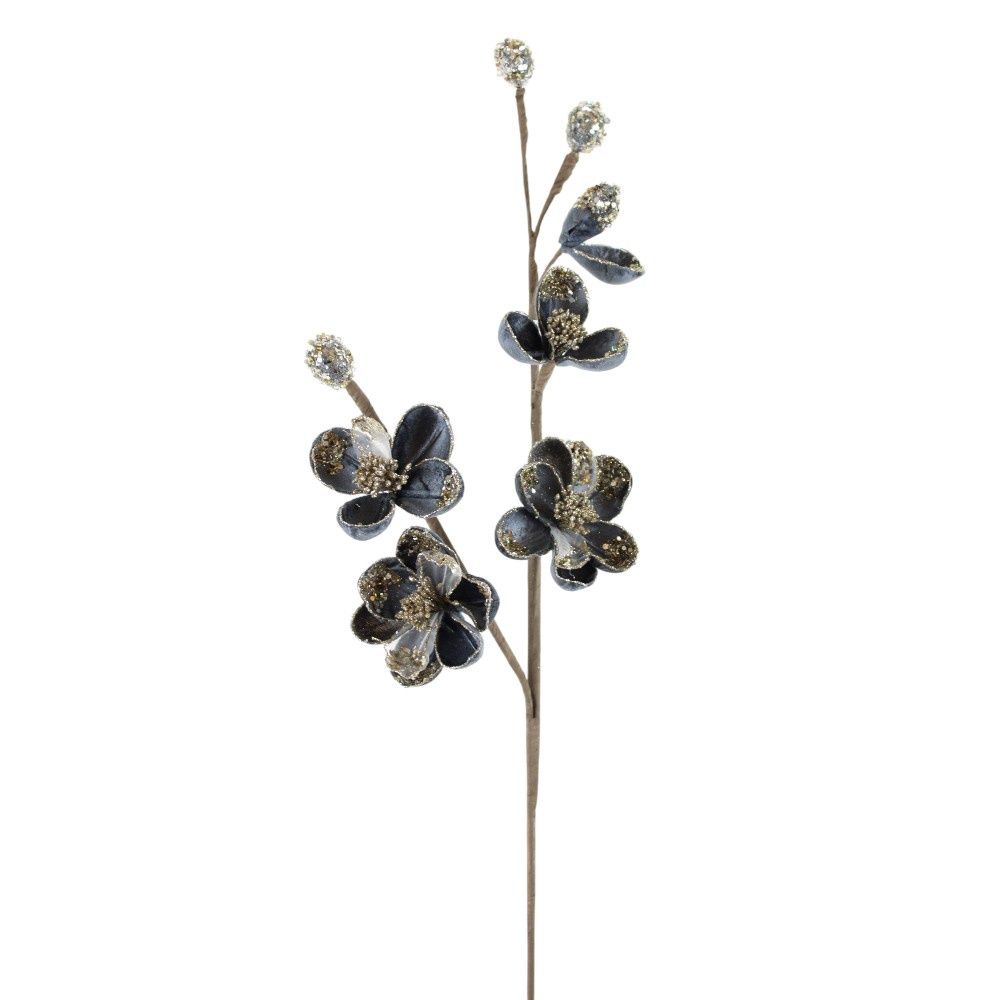 Stem, 34&quot; Blue/Gray Glitter Saucer Magnolia