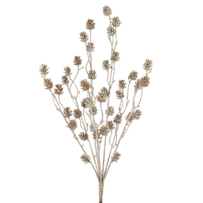 Bush, 24&quot; Natural Glitter Pinecone