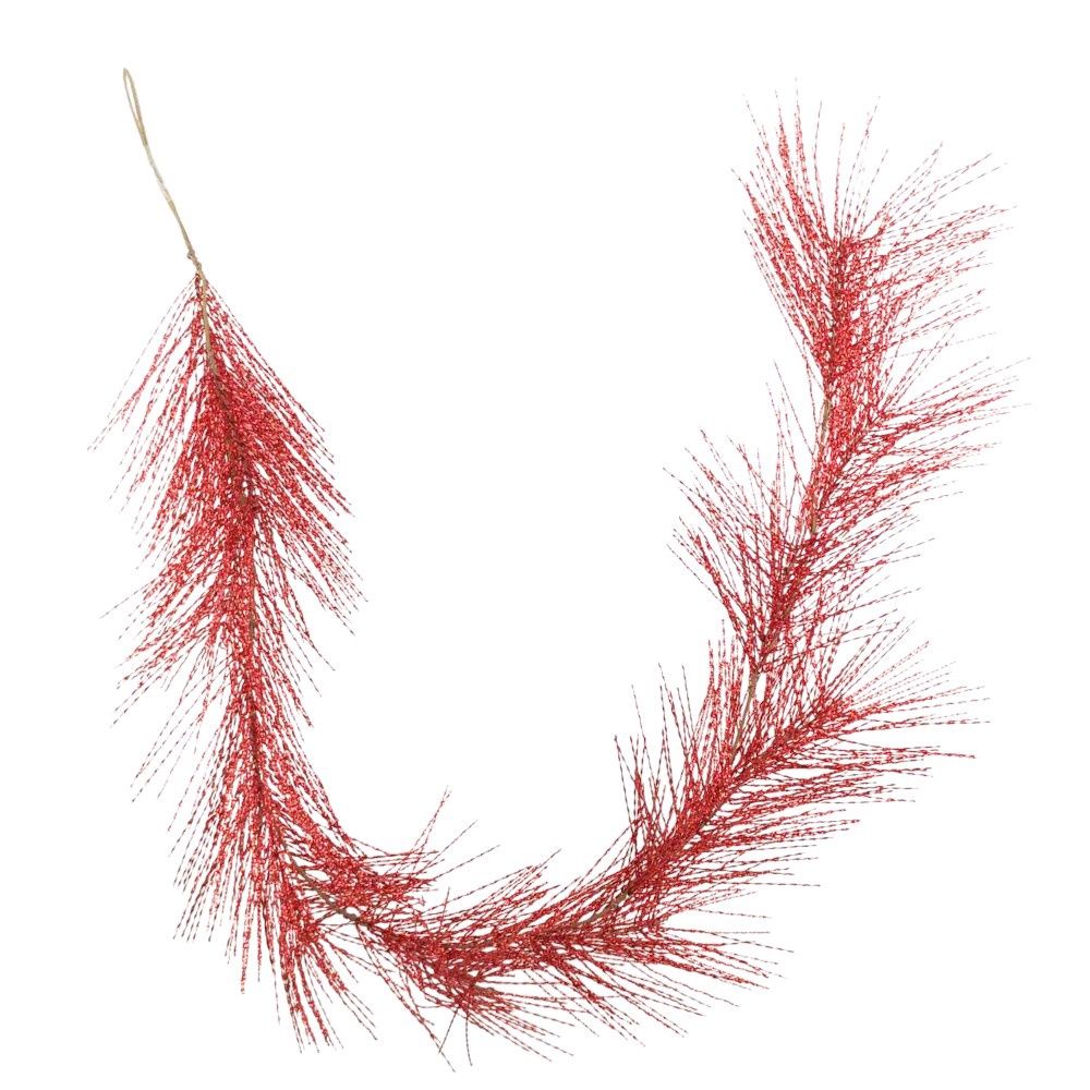 Garland, 6&#39; Red Tinsel Grass