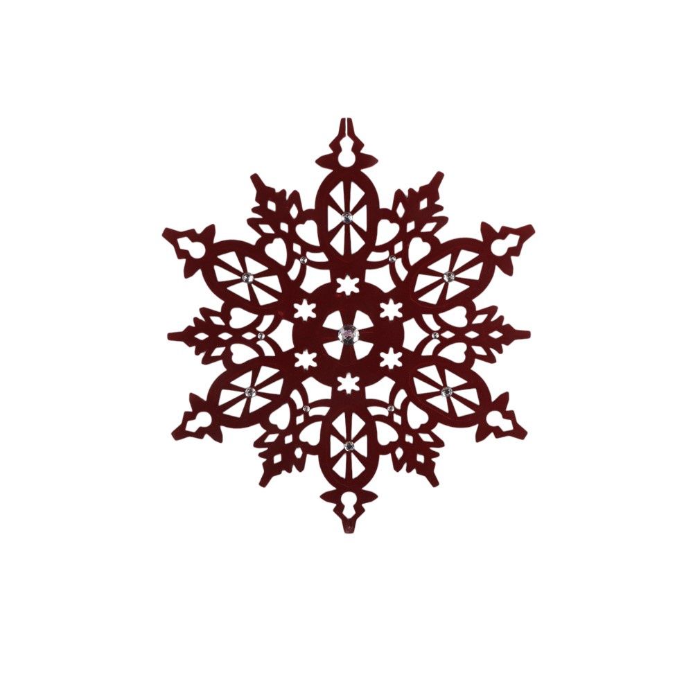 Ornament, 24" Burgundy Jewel Flock Snowflake
